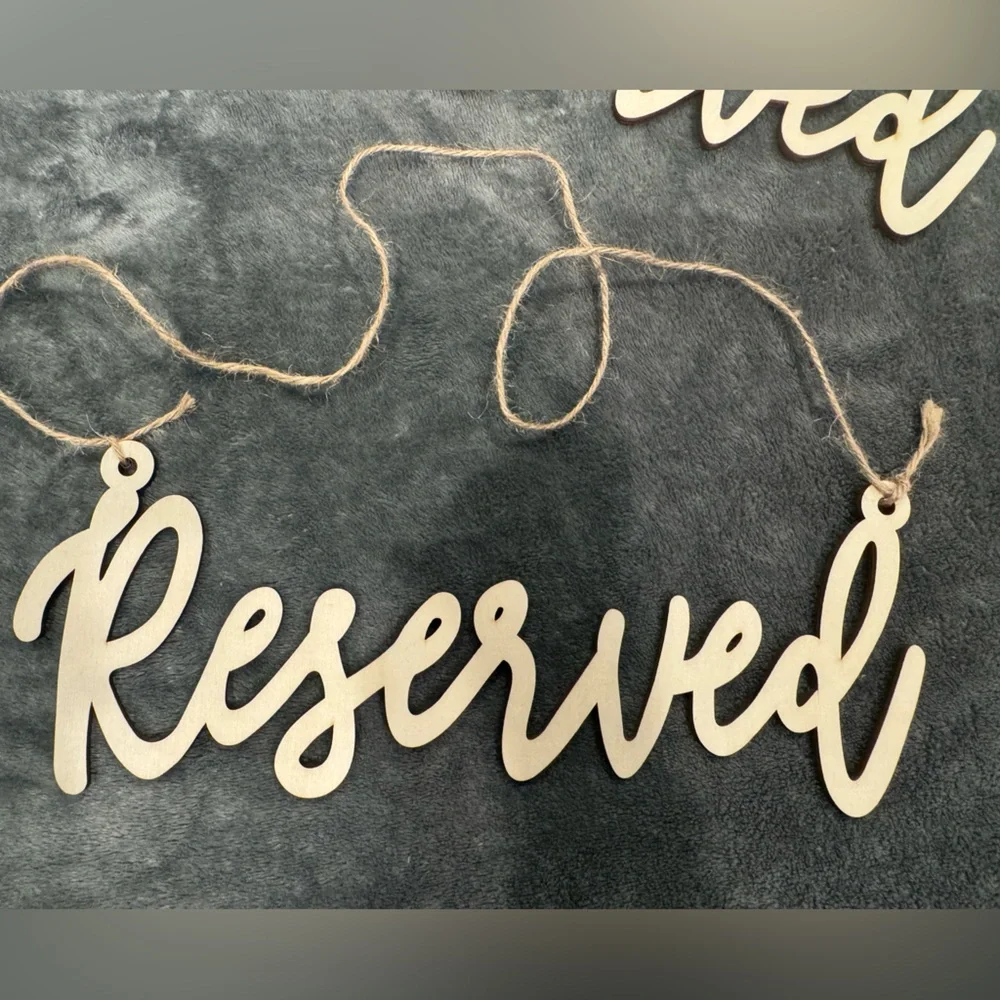 Wooden Reserved Signs with Twine